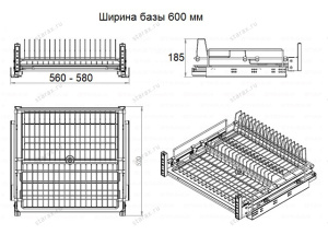 Выдвижная сушка для посуды в нижнюю базу Starax шир.600(560-580*520*185) хром