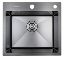 50*45 Металлическая мойка графит AMALET STANDART 1,2 мм 5045-STR-BL В ПОДАРОК КОЛАНДЕР И ДОЗАТОР