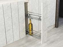 KS-150R Бутылочница Starax  2-х.ярусная,напр-Samet шир.150мм (106*475*495) част.выдв., правая