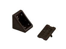 Мебельный монтажный уголок, пластик, черный, (2 части)