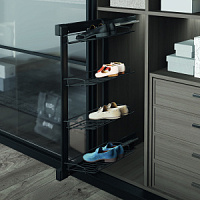 Полка Starax для обуви,выдвижная, 4-х ярусная(325*475*1000) выдвижение левое Антрацит